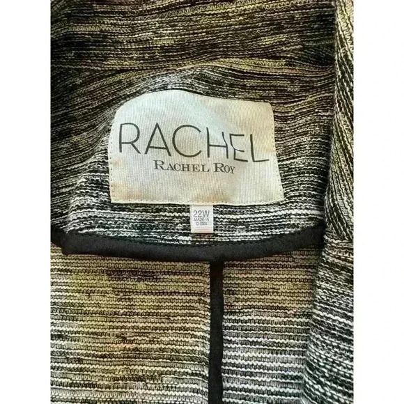 EUC Rachel Roy Black Multi Blazer grey tweed Size 22W Single Button Front - Picture 8 of 11